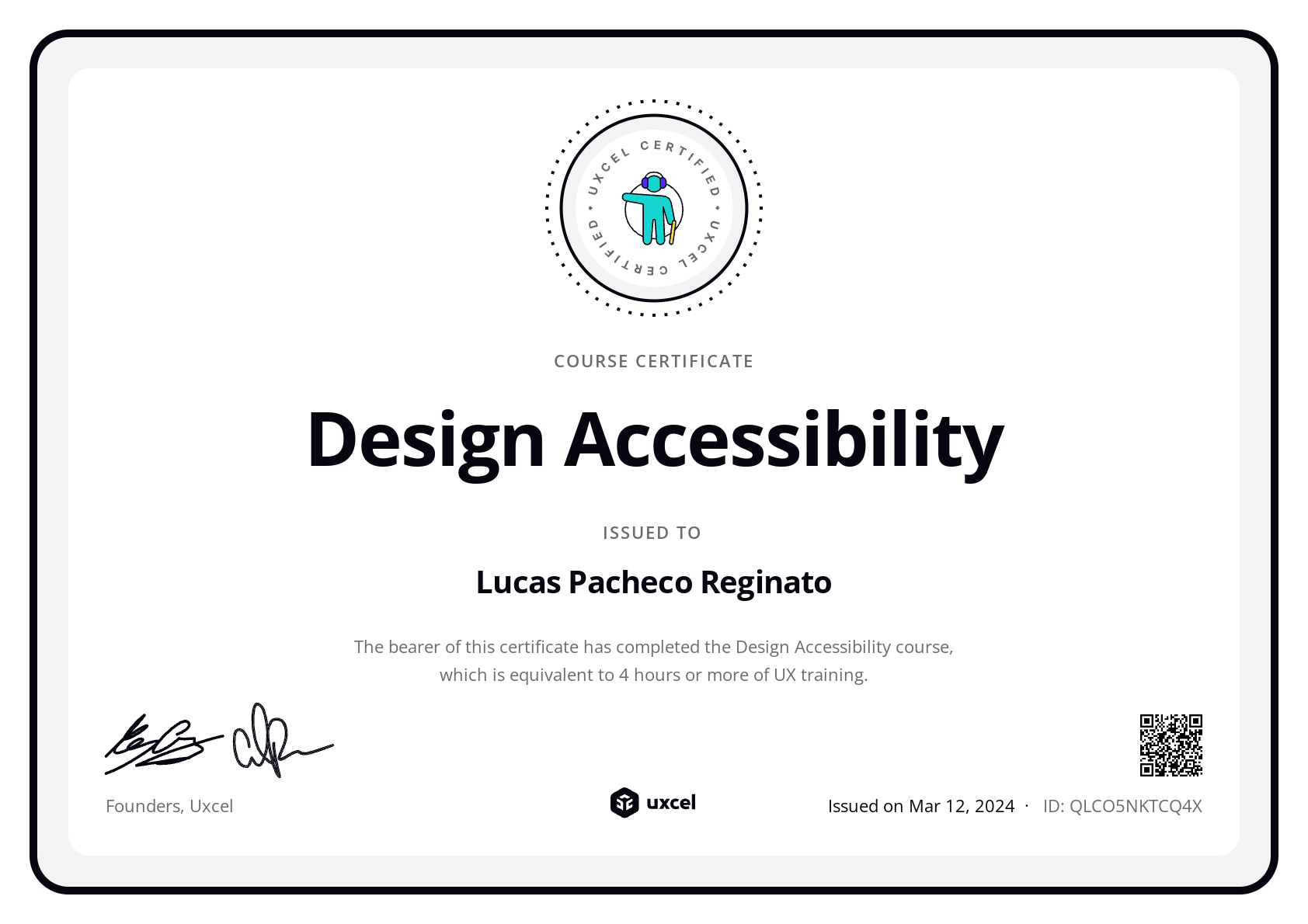Lucas Pacheco Reginato's certificate